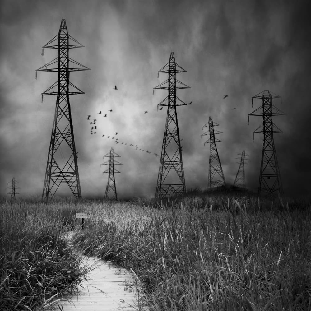 Moody Pylons Over Path by David Senechal Photographie (polydactyle) — canvas wall art