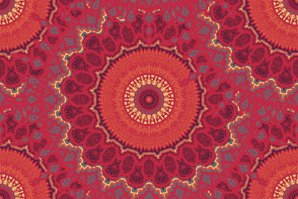 Ornate Red Mandala Pattern by Marika Barsrsind — canvas wall art