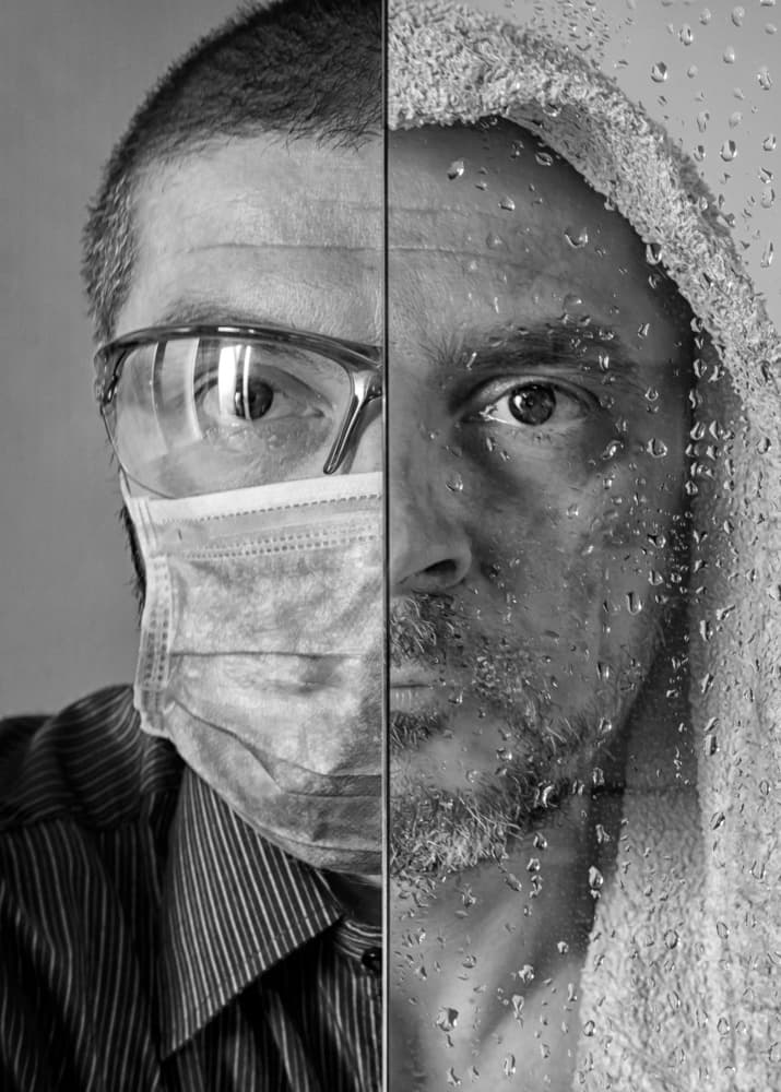 Masked Man Wet Face by Luca Domenichi — canvas wall art