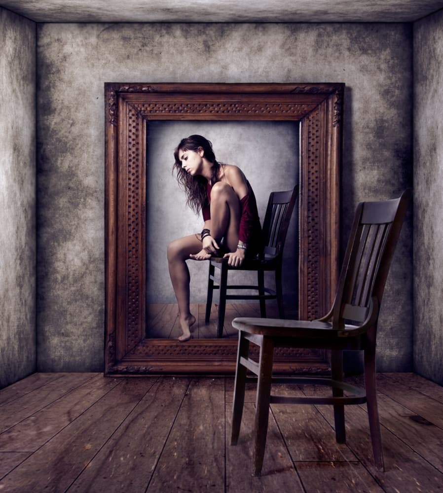 Pensive Woman's Reflection by claudia méndez cordero — canvas wall art