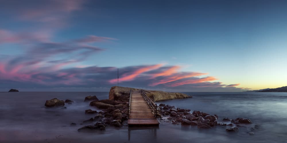 Colorful Dusk Pier by Manuel Jose Guillen Abad — canvas wall art