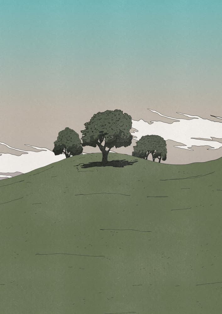 Minimalist Hillside Trees by Nicholas — canvas wall art