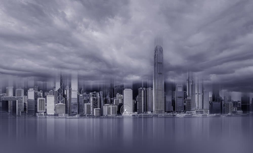Hong Kong Skyline Reflections by Weihong  Liu — canvas wall art
