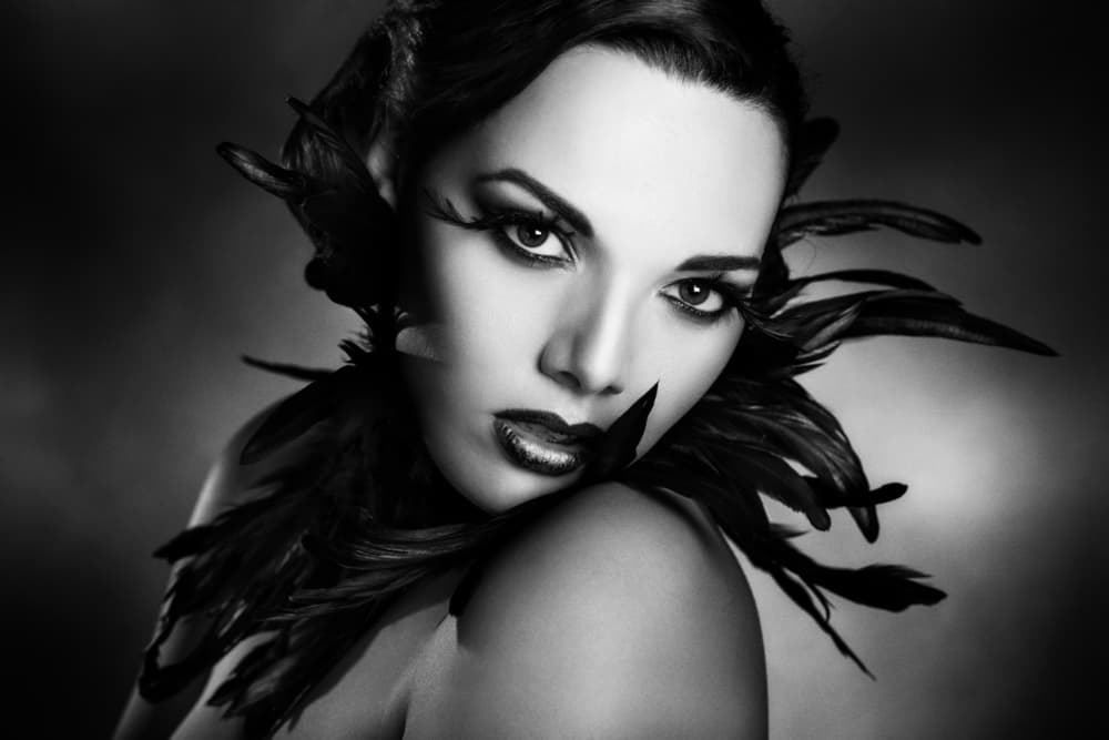 Feathered Glamour Portrait by Peppe Tambè — canvas wall art
