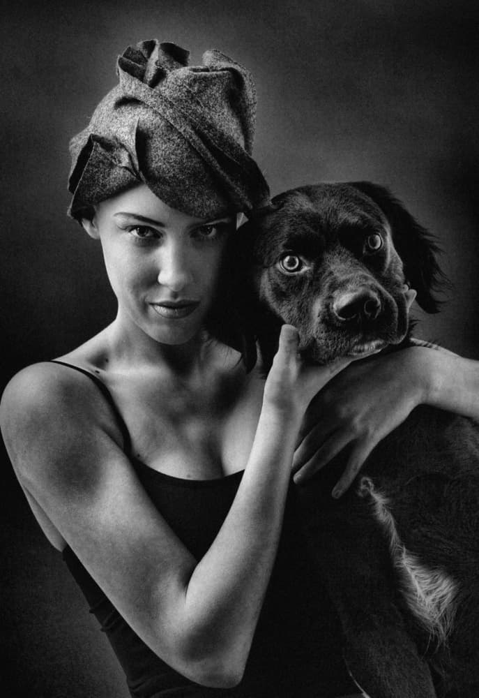 Woman and Her Dog by Giordano Affolti — canvas wall art