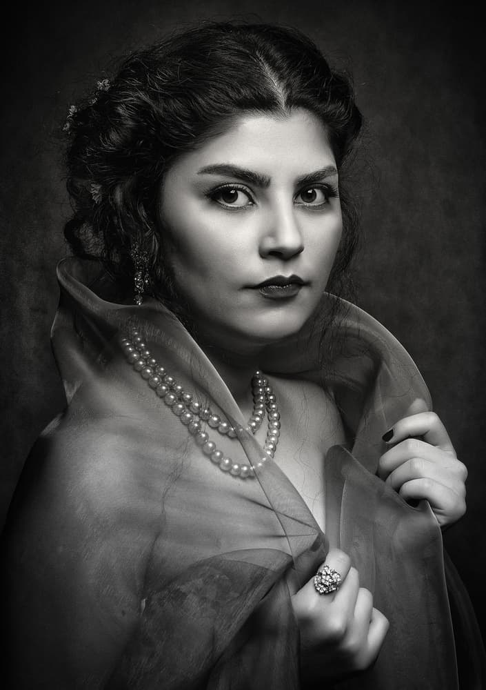 Elegant Woman In Pearls by Glamour Studio — canvas wall art