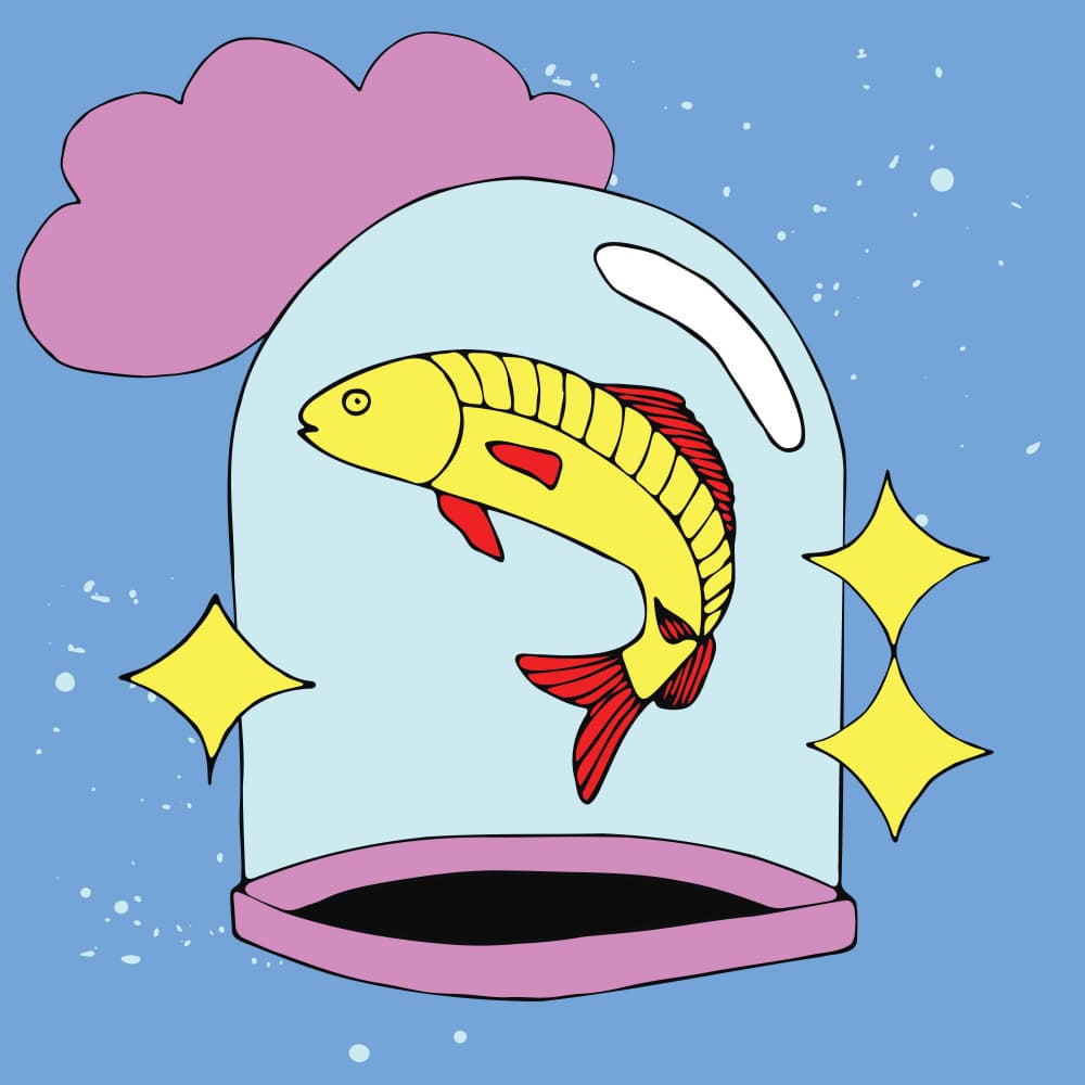 Dreamy Fish Globe by Irene Demetri — canvas wall art