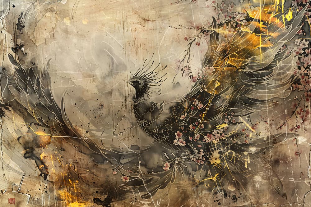 Golden Phoenix Sakura by Rafal Kulik — canvas wall art