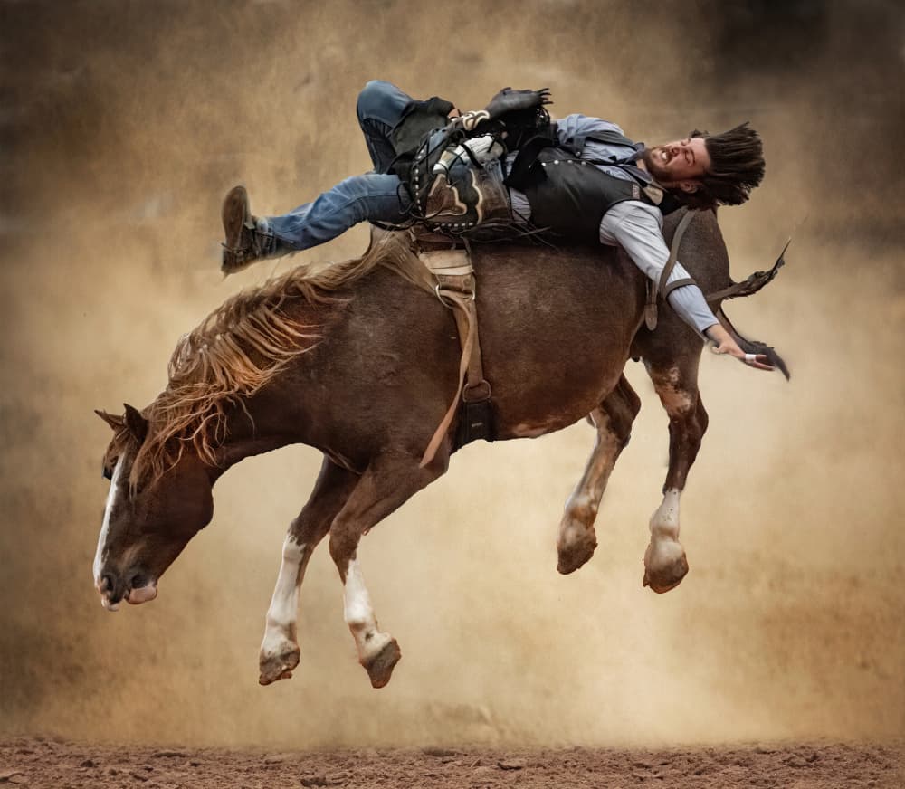 Wild West Bronco Rider by Jane Lyons — canvas wall art