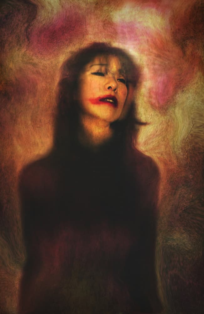 Ethereal Woman Red Lips by cindy ahn — canvas wall art