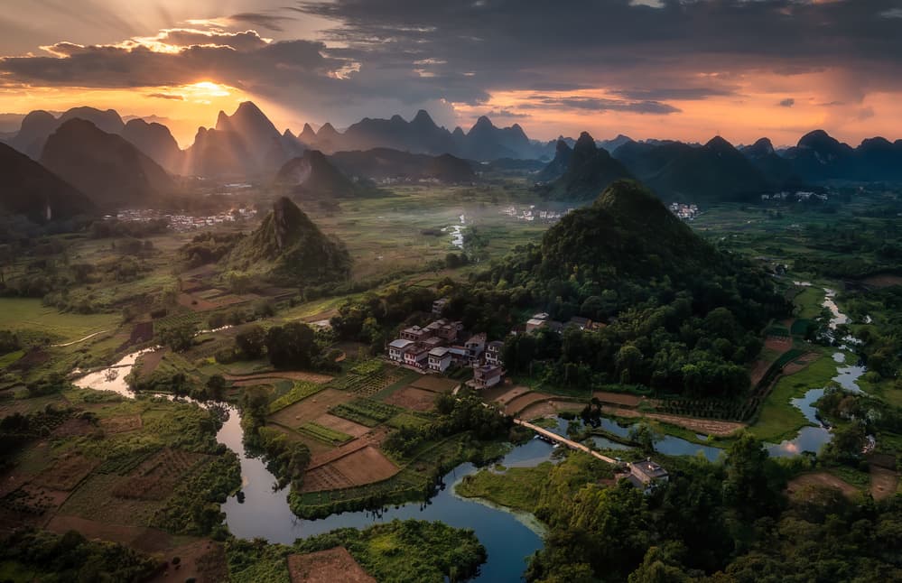 Golden Hour Karst Valley by Ye Naing Wynn — canvas wall art
