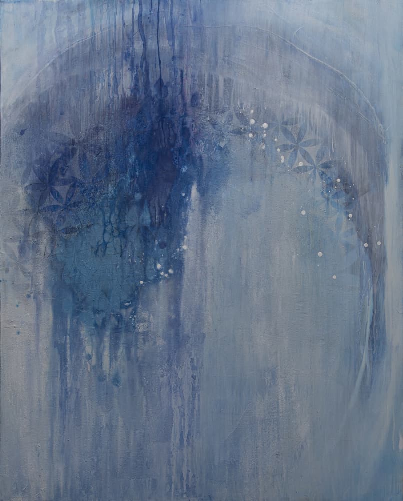 Sacred Blue Geometry by Deb Chaney — canvas wall art