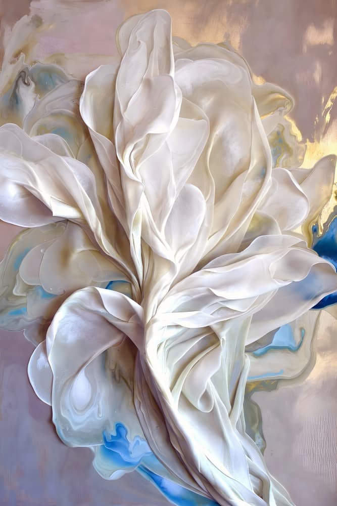 Flowing White Ethereal Forms by Miguel Bruzual — canvas wall art