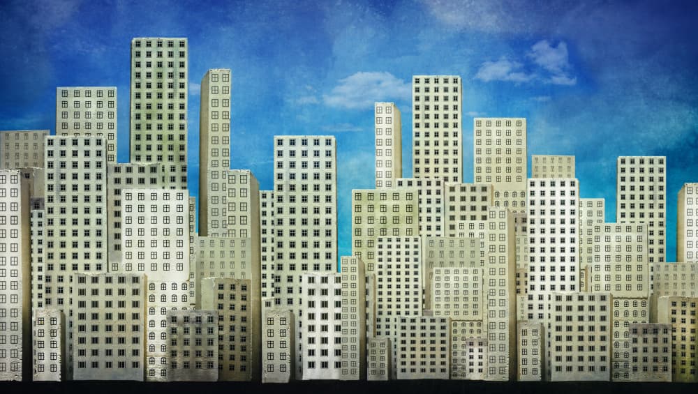 Textured City Skyline by Brig Barkow — canvas wall art