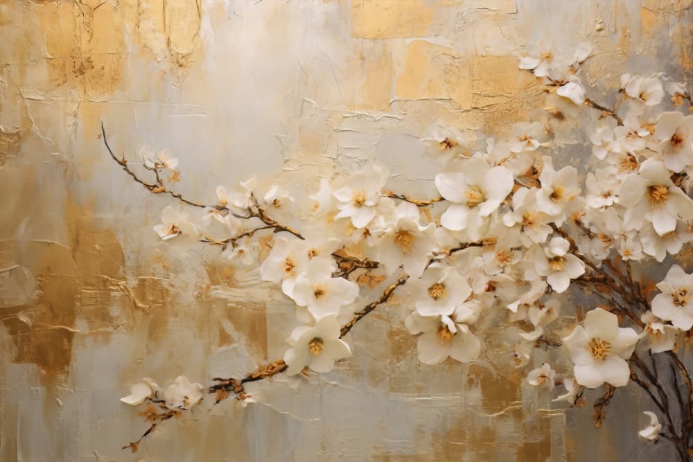 Elegant Gold Blossoms by Bilge Paksoylu — canvas wall art