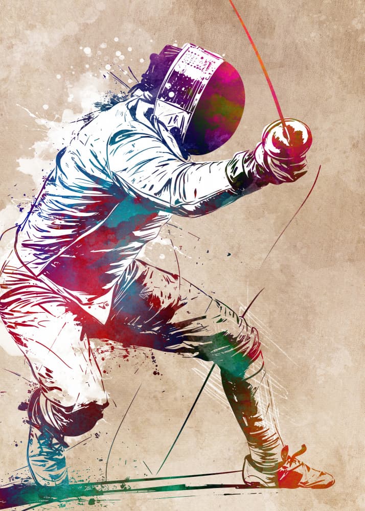 Dynamic Fencing Action by Justyna Jaszke — canvas wall art