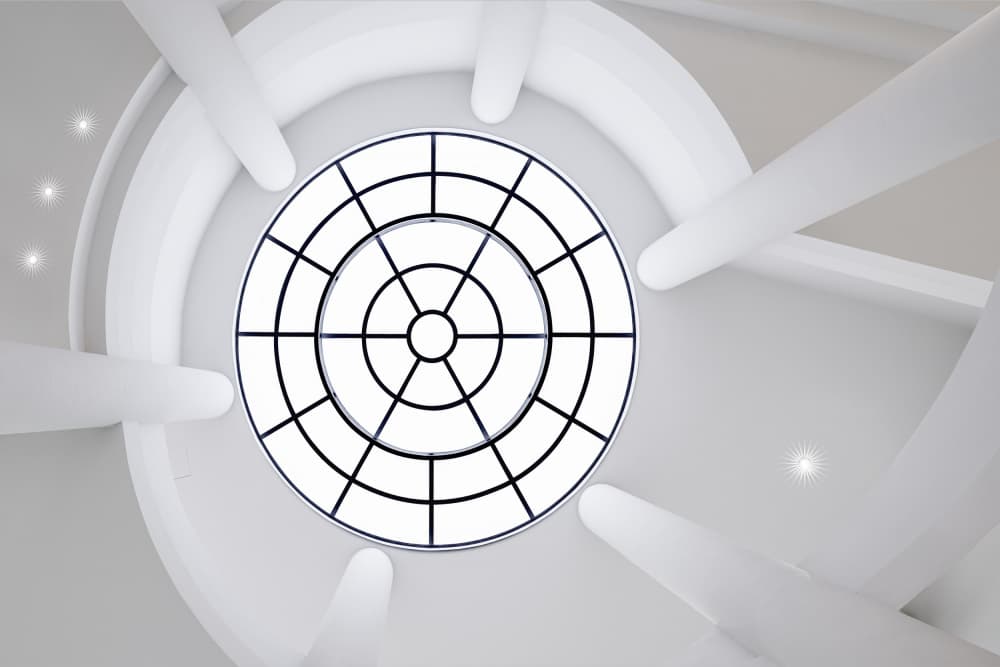 White Geometric Ceiling by fotomarion — canvas wall art