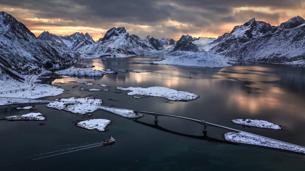 Arctic Fjord Sunset by Ruiqing P. — canvas wall art