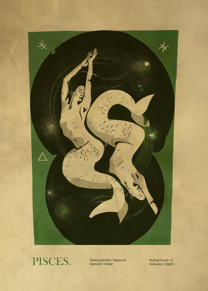 Celestial Pisces Mermaids by Dion Gem — canvas wall art