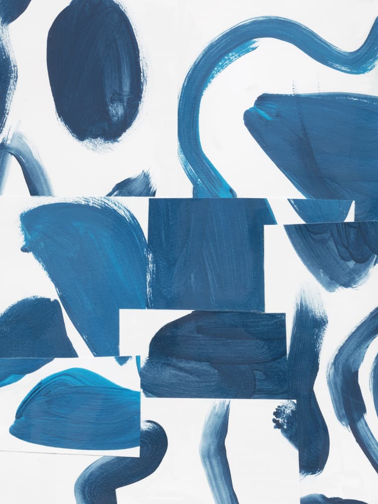 Abstract Blue Shapes by Bronwyn Baker — canvas wall art