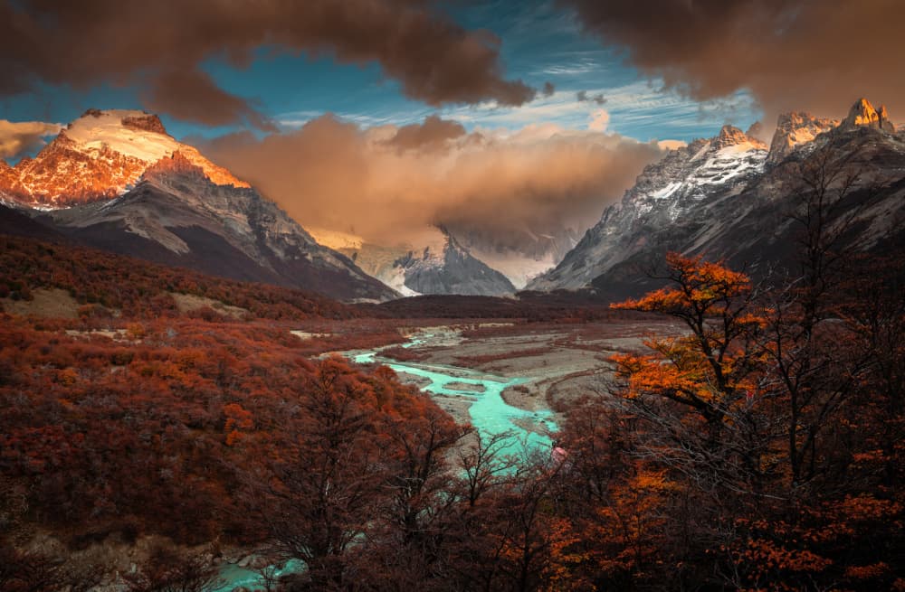Autumn River Mountain Valley by Bing Li — canvas wall art