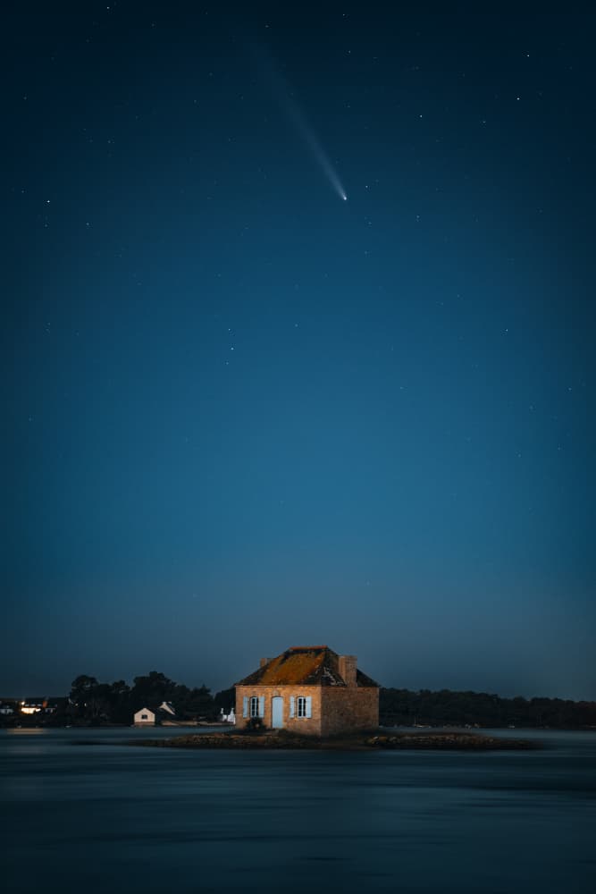 Comet Over Island House by Ofodo — canvas wall art
