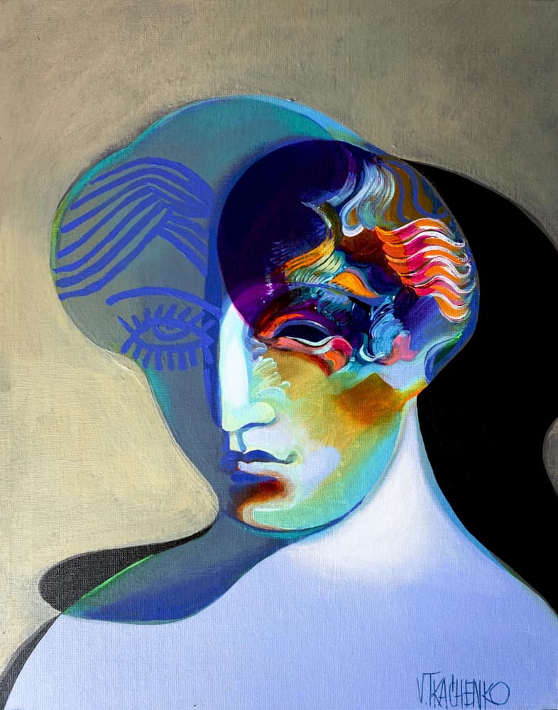 Colorful Abstract Face by Victor Tkachenko — canvas wall art