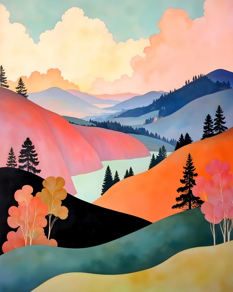 Romance of the Hills Art Print by Uma Gokhale — canvas wall art