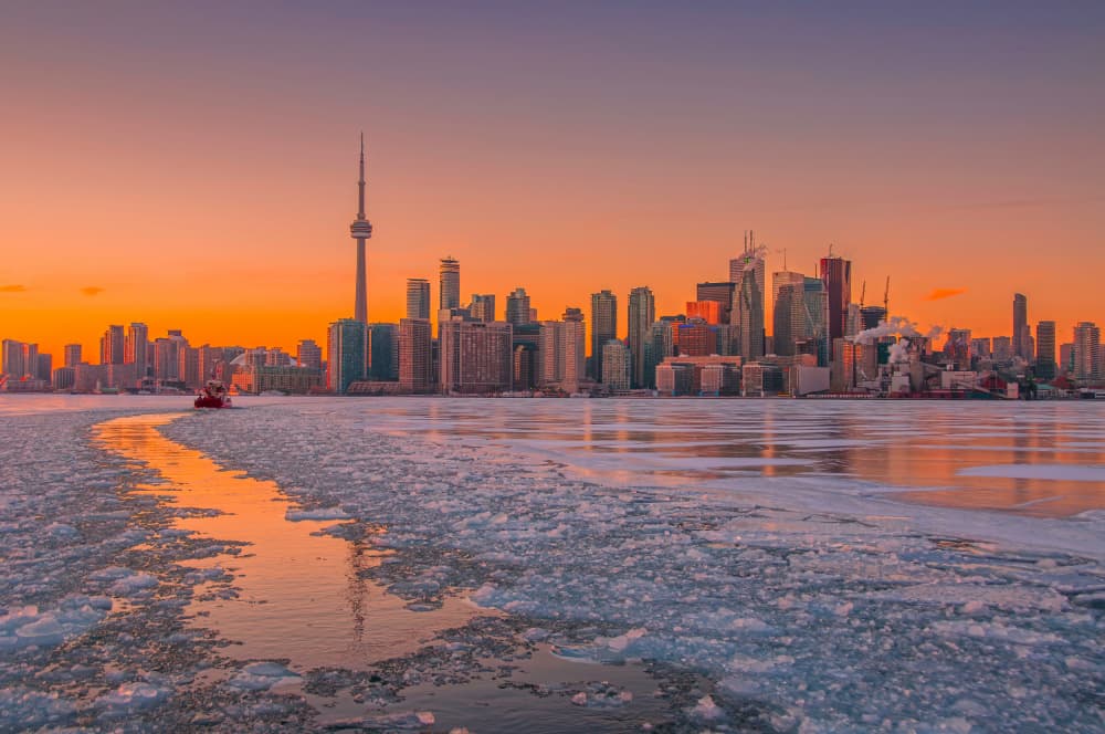 Icy Toronto Sunrise by Jay Zhu — canvas wall art