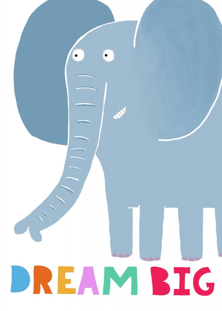 Cute Elephant Dream Big by Carla Daly — canvas wall art