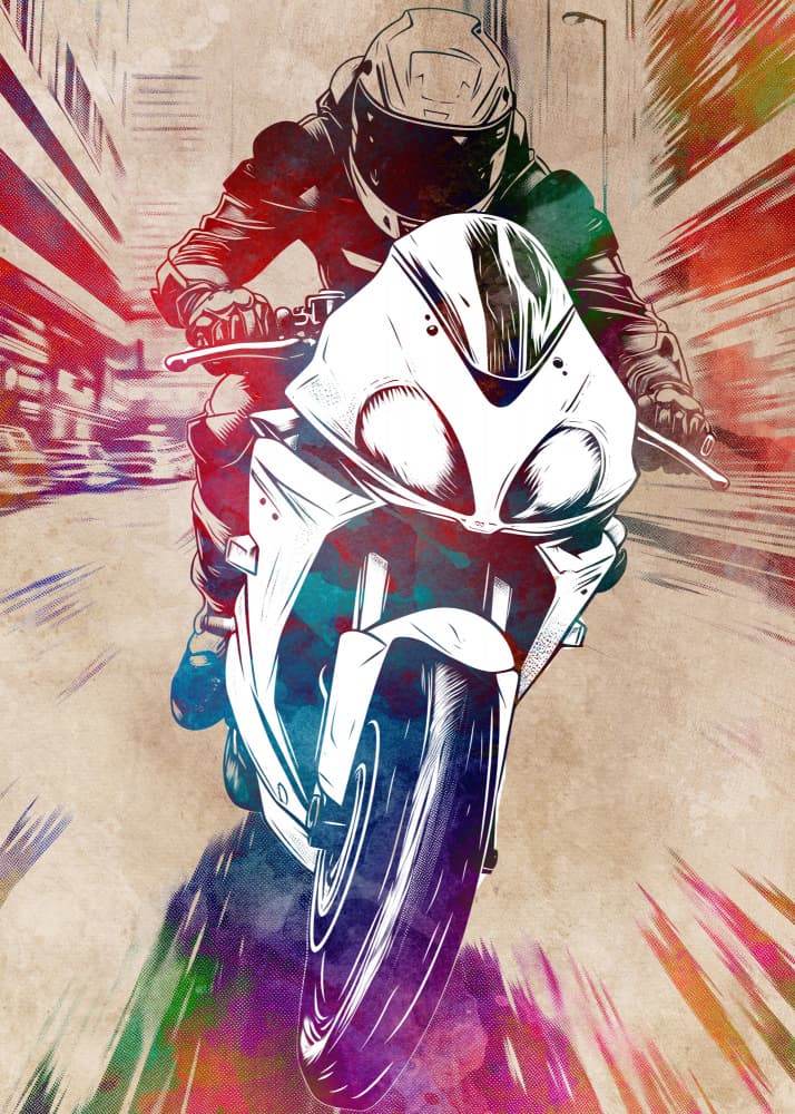 Vibrant City Rider by Justyna Jaszke — canvas wall art