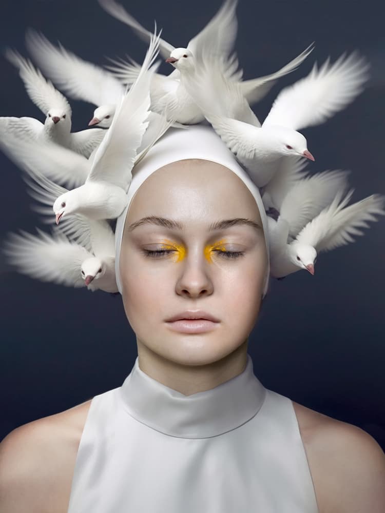 White Doves Portrait by Marcel Egger — canvas wall art