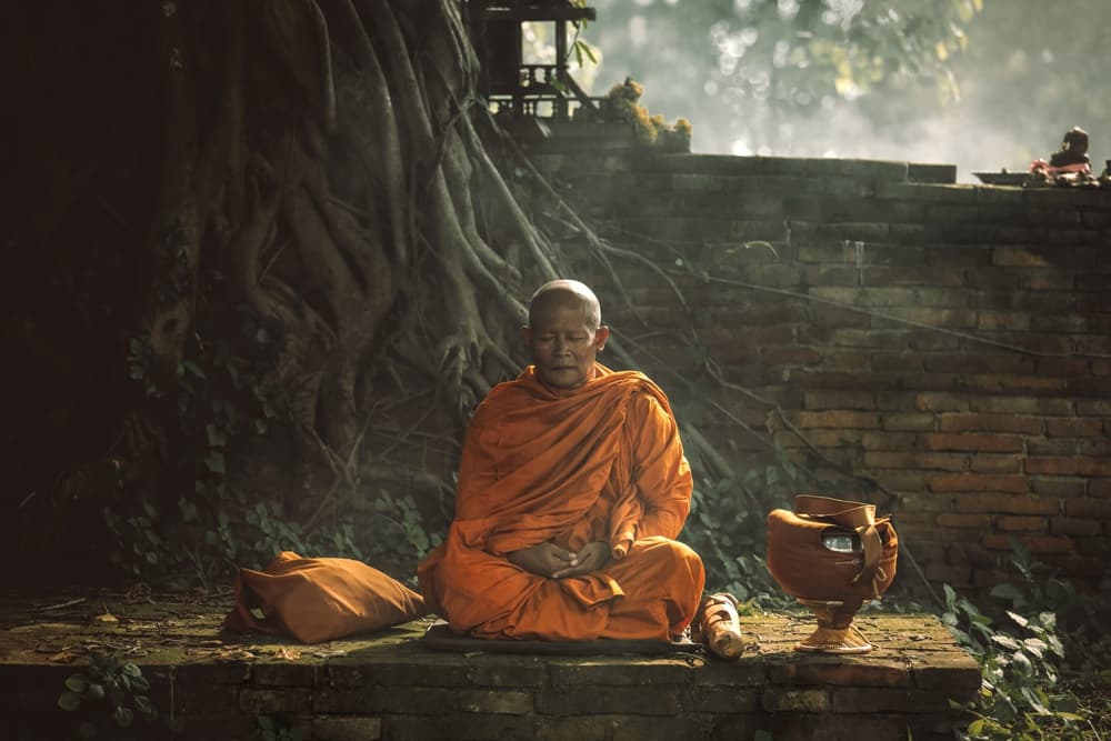 Peaceful Monk Meditation by ADIREK M — canvas wall art