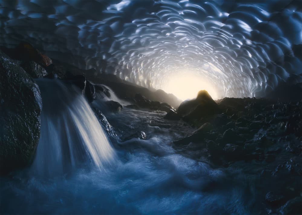 Ice Cave Waterfall by Rostovskiy Anton — canvas wall art