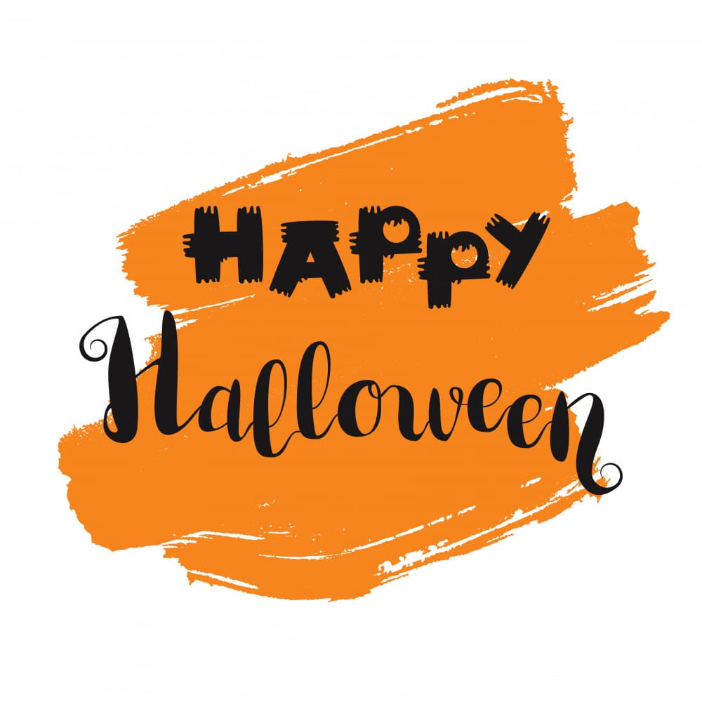 Happy Halloween Brushstroke Greeting by Marika Barsrsind — canvas wall art