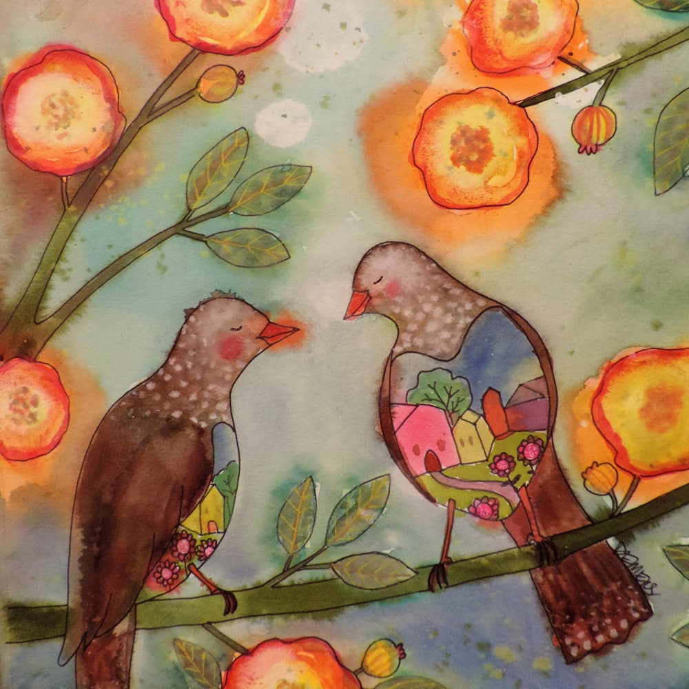 Whimsical Birds Home by Sylvie Demers — canvas wall art