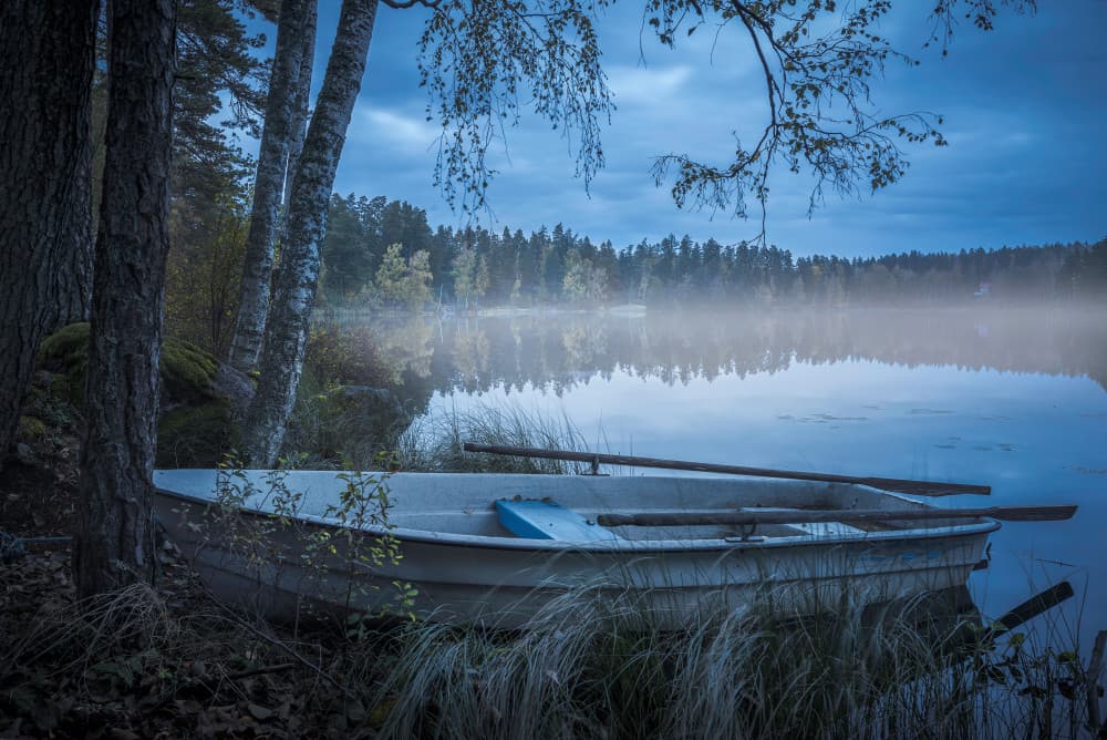 Misty Morning Rowboat by Christian Lindsten — canvas wall art
