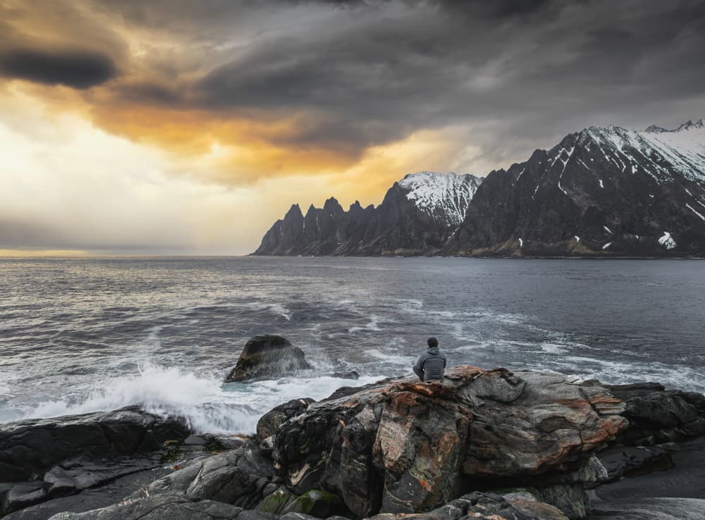 Dramatic Mountain Coastal View by Herbert Rong — canvas wall art