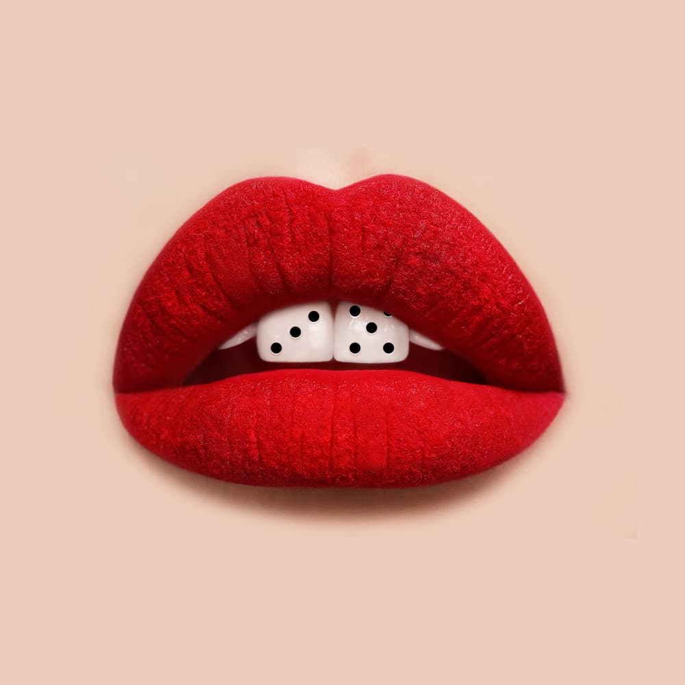 Red Lips Dice Teeth by Artem Pozdniakov — canvas wall art