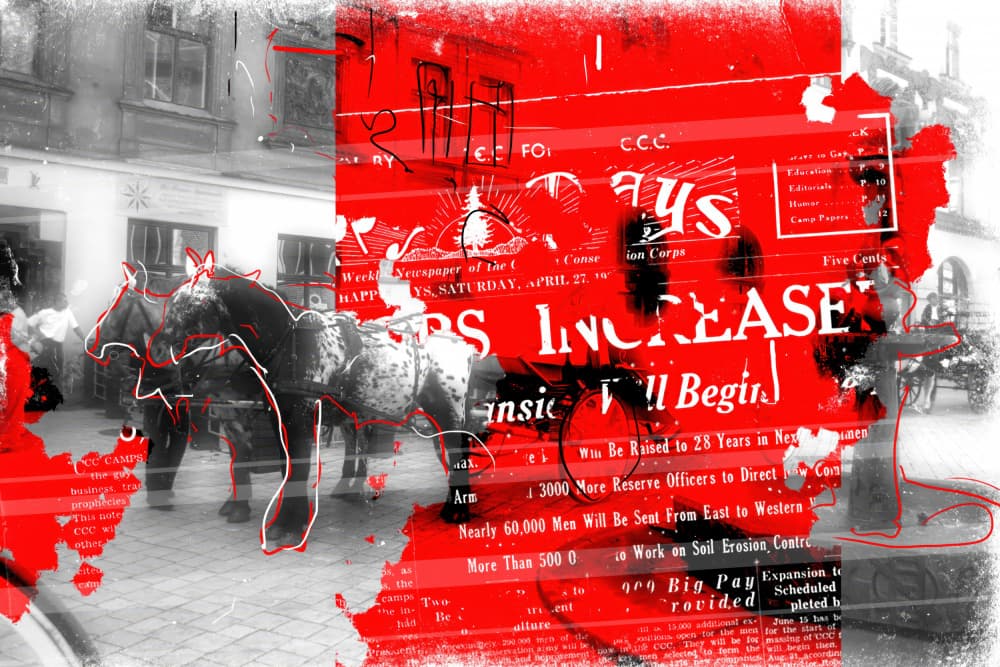 Vintage Red Headlines by Rafal Kulik — canvas wall art