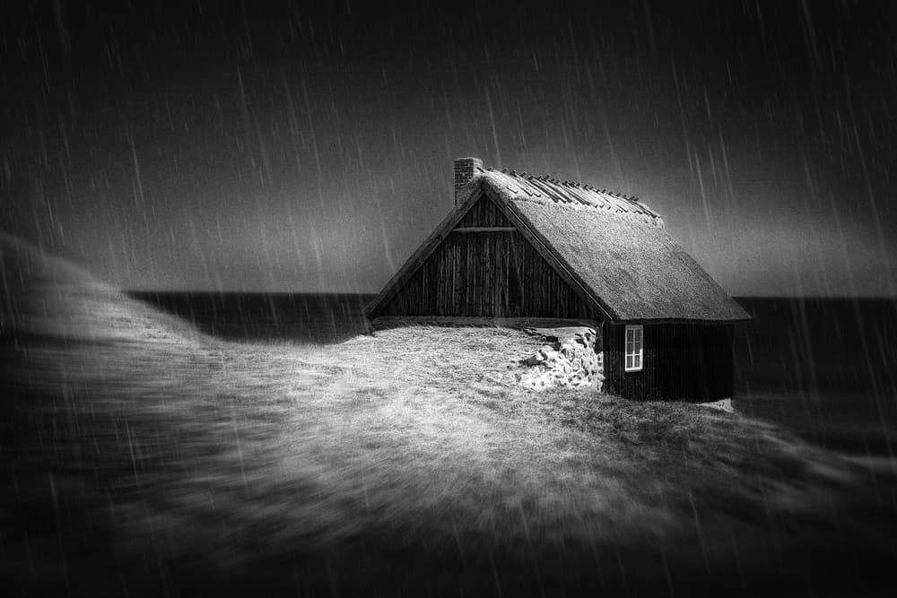 Stormy Coastal Cottage by Gustav Davidsson — canvas wall art