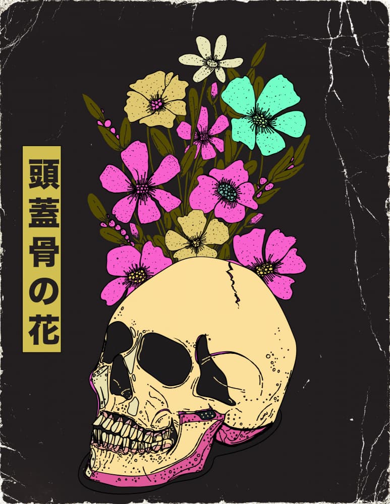 Vibrant Floral Skull by Nicholas — canvas wall art