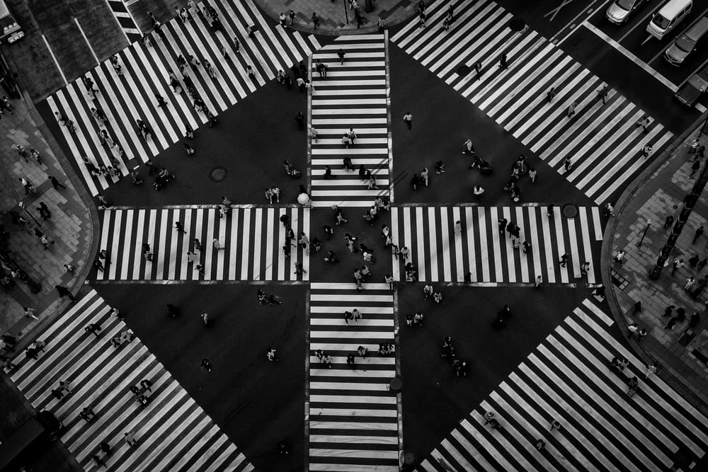 Overhead City Crosswalk by Koji Tajima — canvas wall art