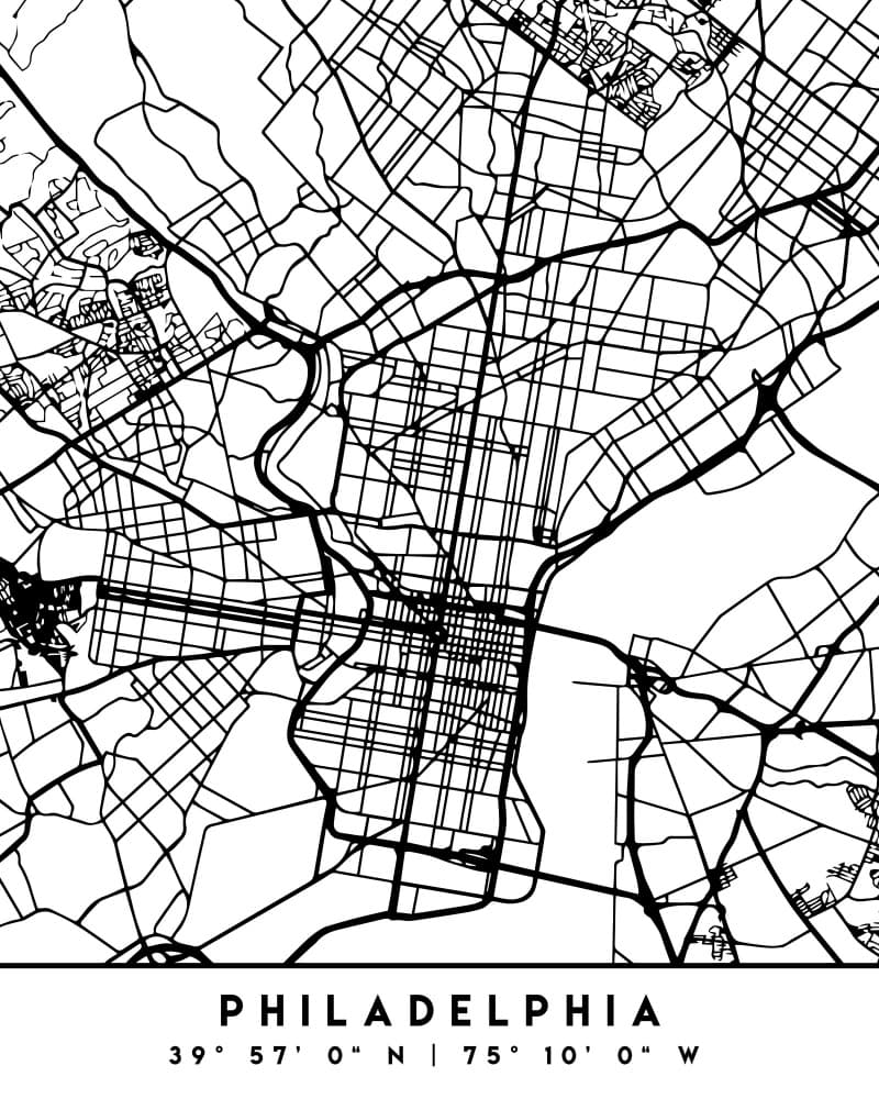 Philadelphia City Map by Emiliano Deificus — canvas wall art