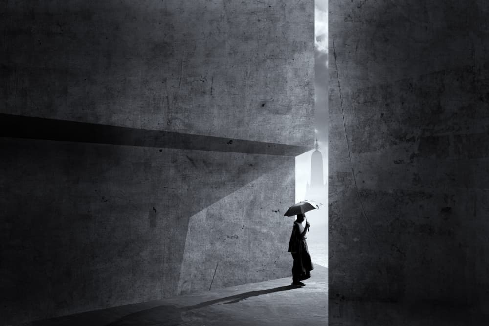 Solitary Figure in Light by Anuchit Sundarakiti — canvas wall art