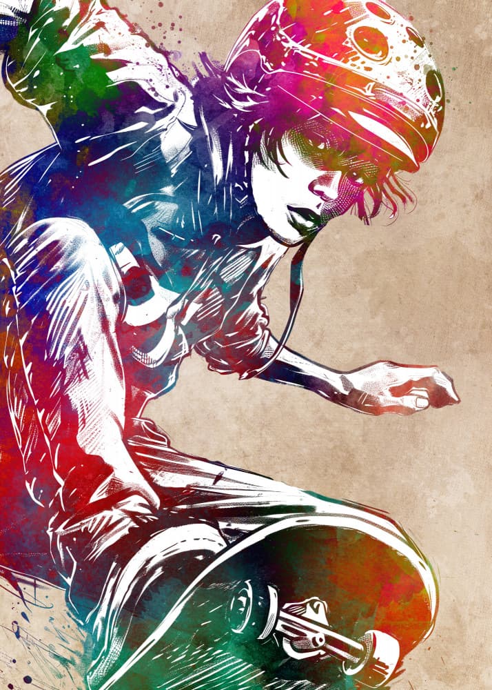 Colorful Skater Girl by Justyna Jaszke — canvas wall art