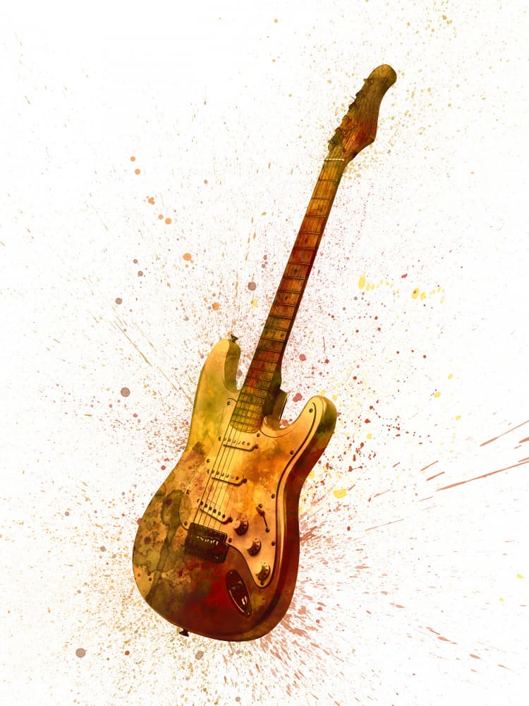 Watercolor Electric Guitar by Michael Tompsett — canvas wall art