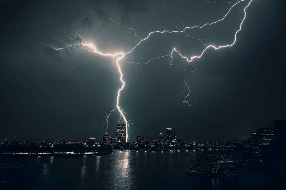 City Lightning Storm by Mei Zhang APA — canvas wall art