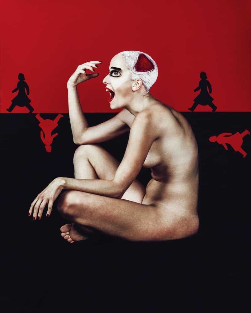 Screaming Nude Red Expression by Photographer — canvas wall art