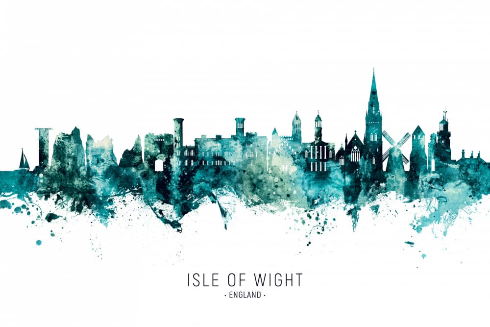Isle Of Wight Skyline Watercolor by Michael Tompsett — canvas wall art